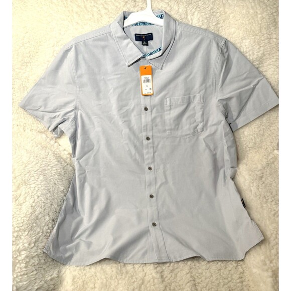 Margaritaville Casual Button Down Collard Men's Shirt Grey Dawn Beach Size XL - Picture 2 of 4